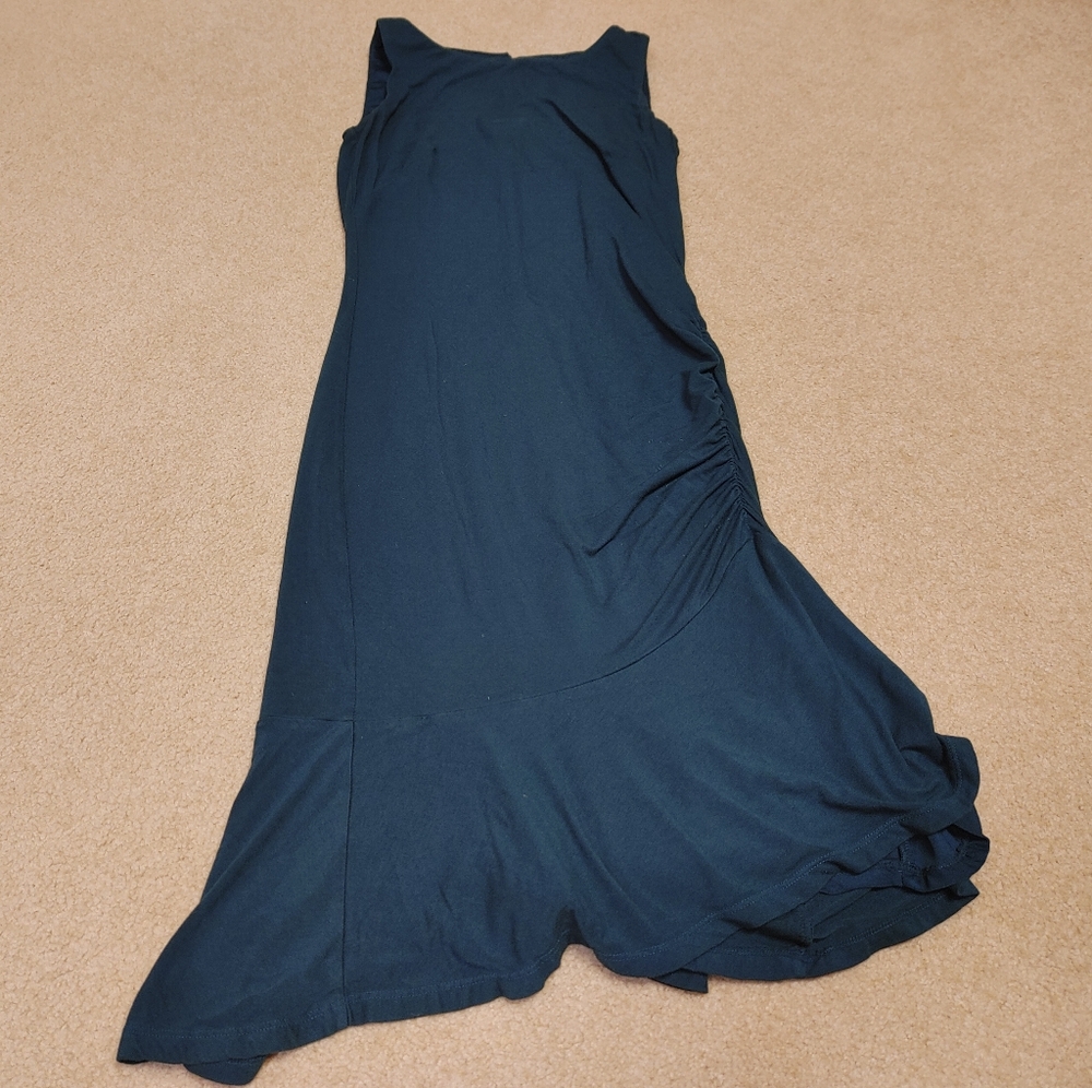WHBM Asymmetrical Dress with Ruching - Forest Green - Size 0